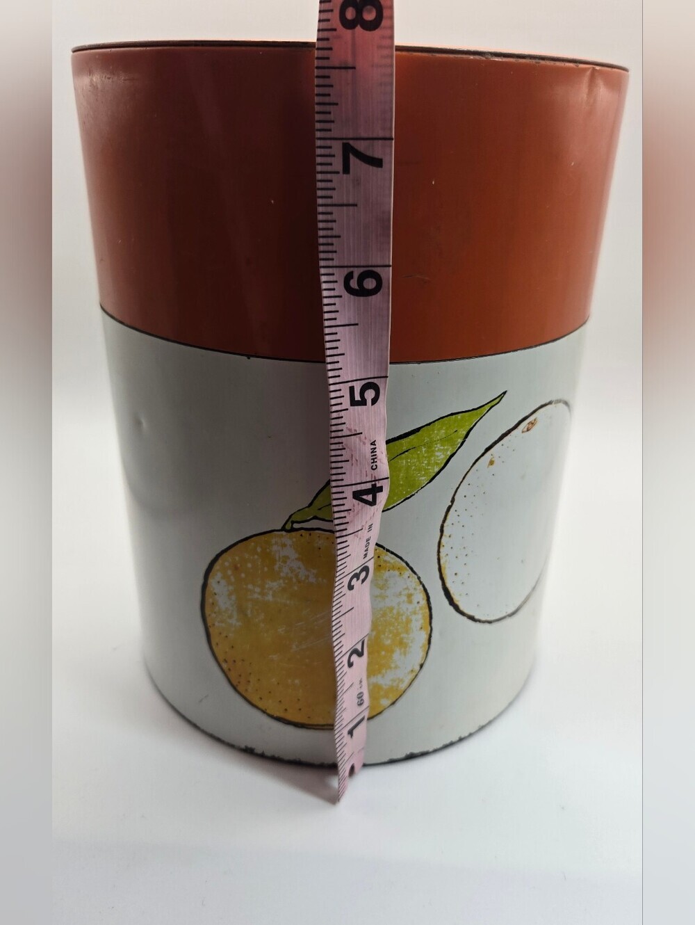 Vintage Mid-Century Modern Metal Tin Canister With Oranges - Picture 8 of 9